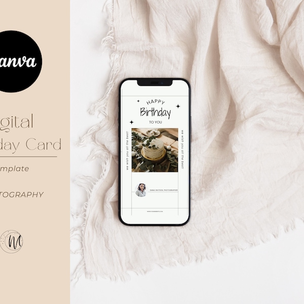 Digital Birthday Gift Card Marketing Template for Photographers - Editable Client Birthday Card