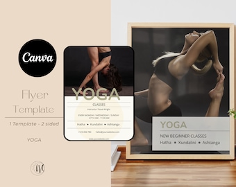 Editable Yoga Business Flyer Template - Canva Flyer Design - Fitness, Wellness & Health Flyer
