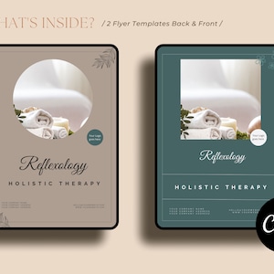 Modèle de flyer de bien-être modifiable I Canva Design Télécharger pour la réflexologie, le massage, le spa, le bien-être I 2 modèles de flyer bricolage