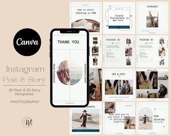 70 Instagram Post & Story Template For Photographers I Appealing Social Media Feed I Canva Design Download for Photographers