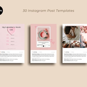 60 Valentine's Day Instagram Post & Story Template I Editable Canva Design Download image 5