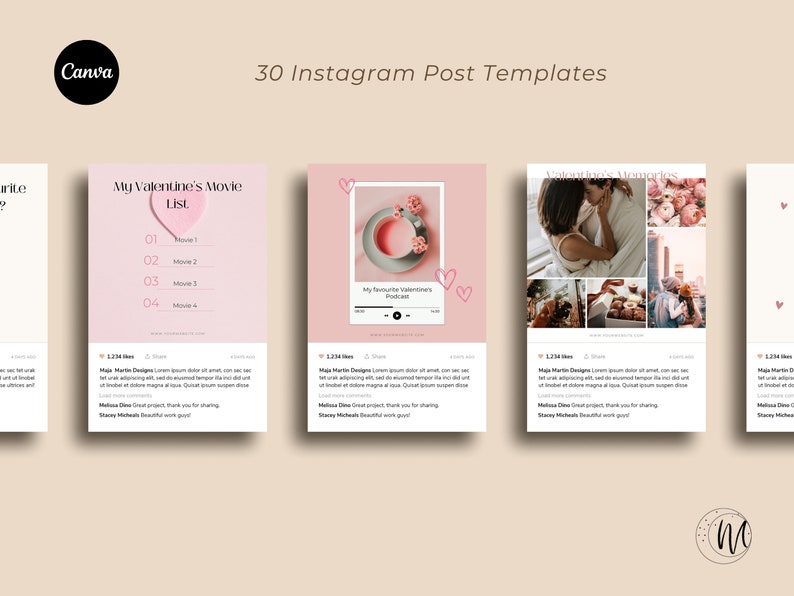 60 Valentine's Day Instagram Post & Story Template I Editable Canva Design Download image 5