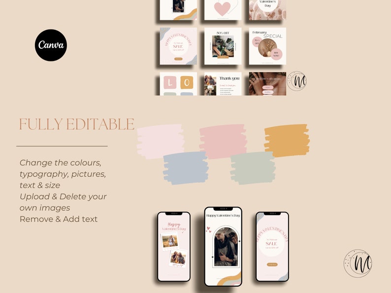 60 Valentine's Day Instagram Post & Story Template I Editable Canva Design Download image 7