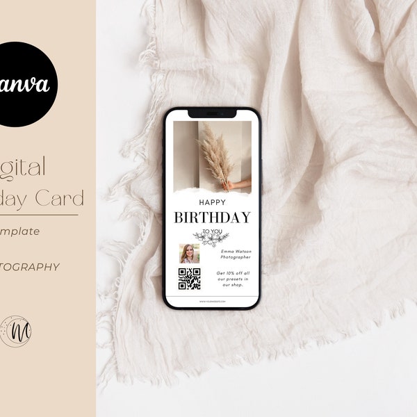 Digital Birthday Gift Card Text Message - Photography Marketing Template - Textable Client Birthday Card