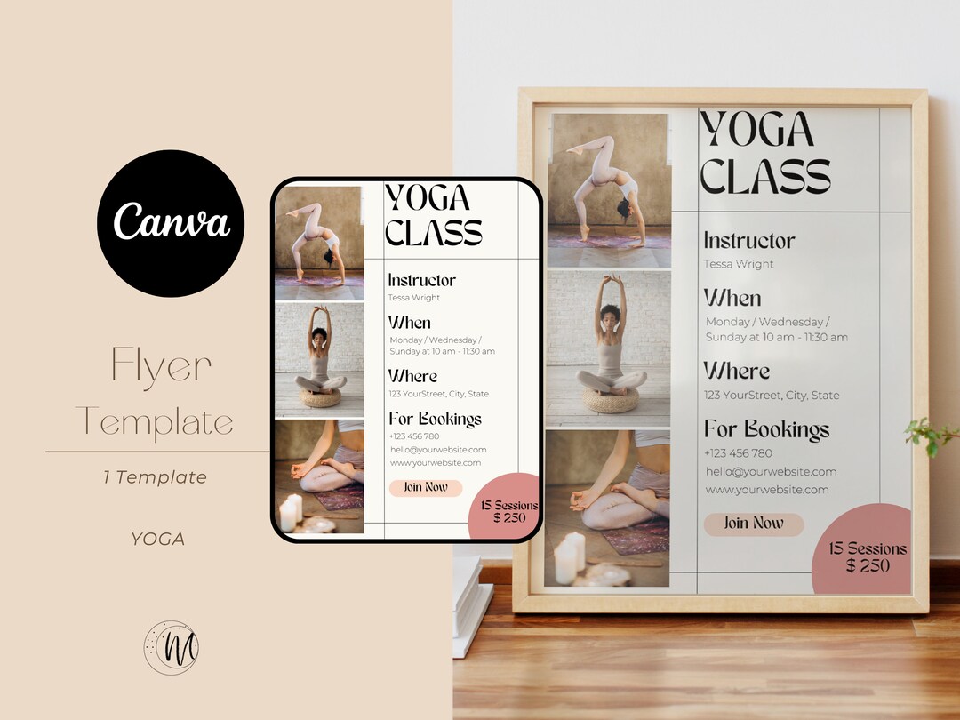 Editable Yoga Flyer Template - Canva Design Download - Fitness ...