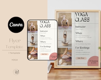 Editable Yoga Flyer Template - Canva Design Download - Fitness, Wellness & Health Flyer