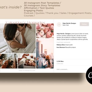 60 Valentine's Day Instagram Post & Story Template I Editable Canva Design Download image 3