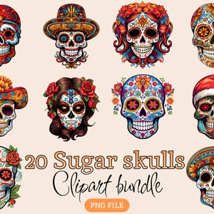 20+ Dia de Muertos sugar skull bundle halloween design sugar skull sticker dia de muertos decaration halloween decor mexican tshirt