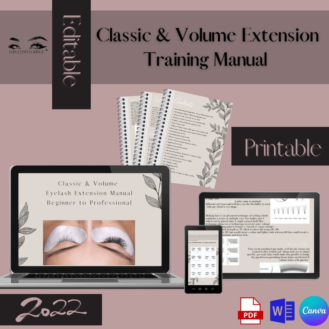 2022 Lash Extension Training Manual, Editable Lash Manual, Digital Lash ...