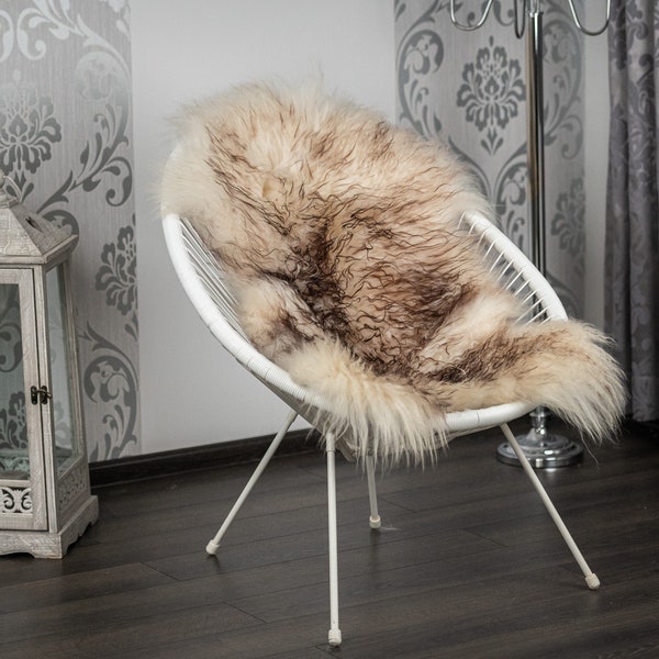 Tapis XL PREMIUM Islandais Curly Sheepskin, Mouflon Sheepskin jeté, Housse de chaise en peau de mouton, moelleux confortable et doux, décoration minimaliste