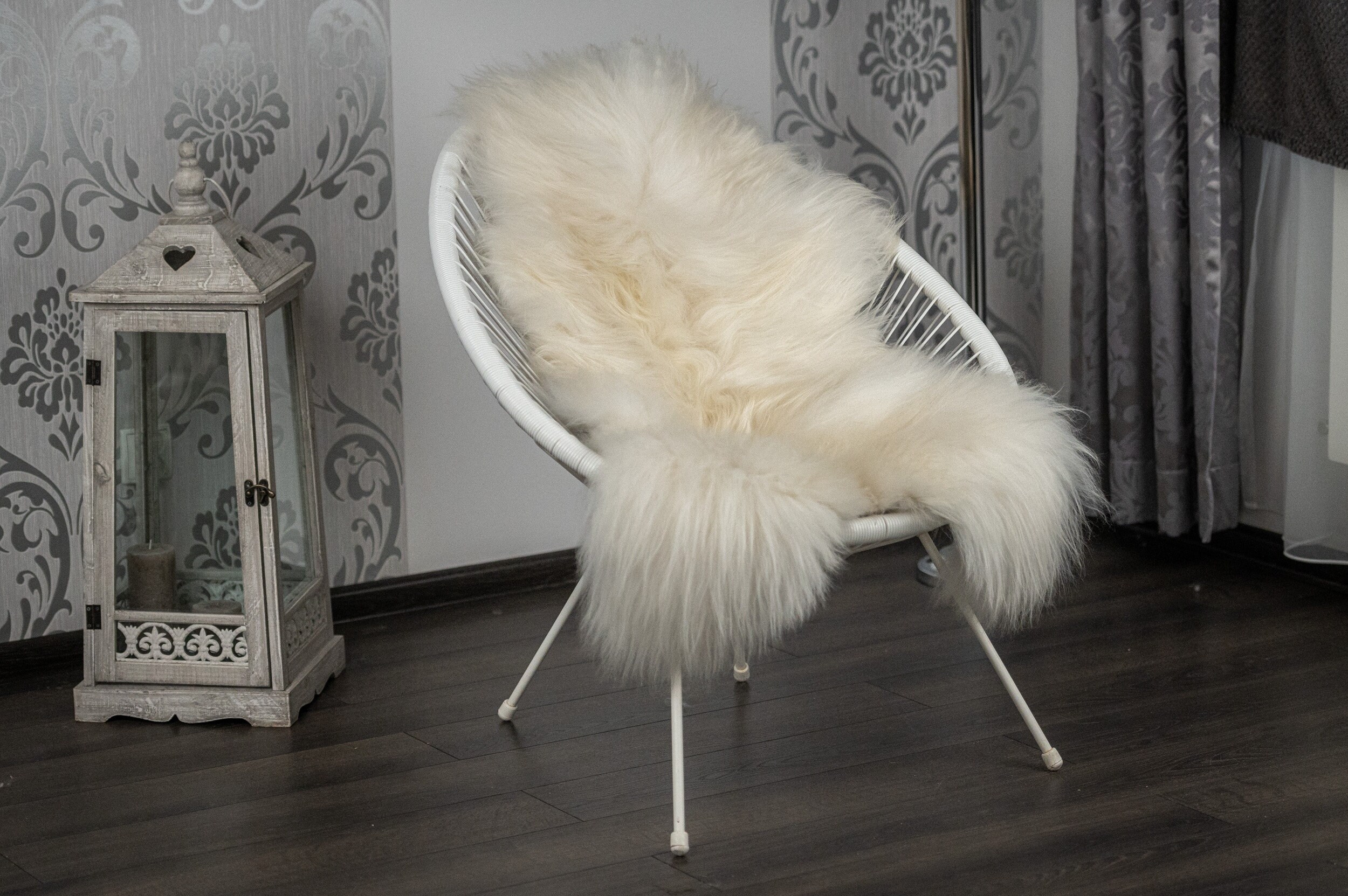White fur chair throw new arrivals