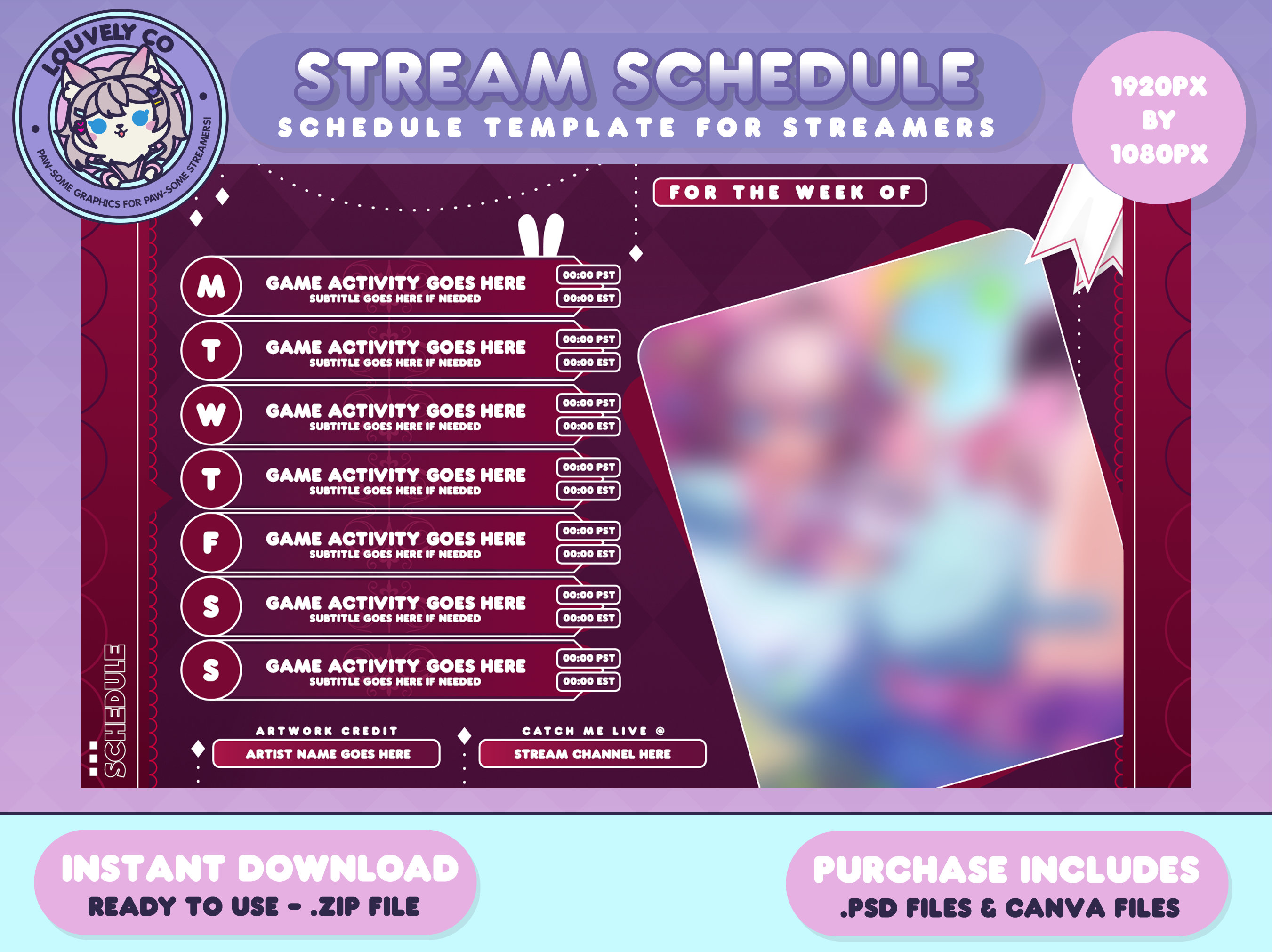 Schedule Template Stream Schedule Vtuber Vtuber Graphics Weekly Schedule Template Stream Schedule Vtuber Vtuber Graphics Weekly