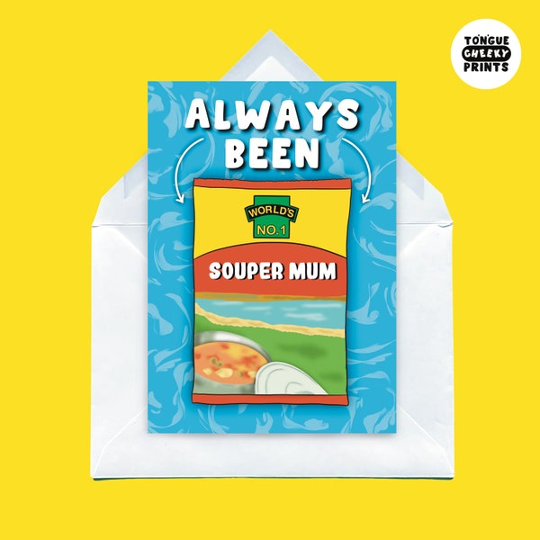 Black Mother Mum Greeting Card, Mum Birthday Card, Black Mother’s Day Card, Funny Mum Card, Souper Mum, Jamaican Soup Joke Card, Gift Mum
