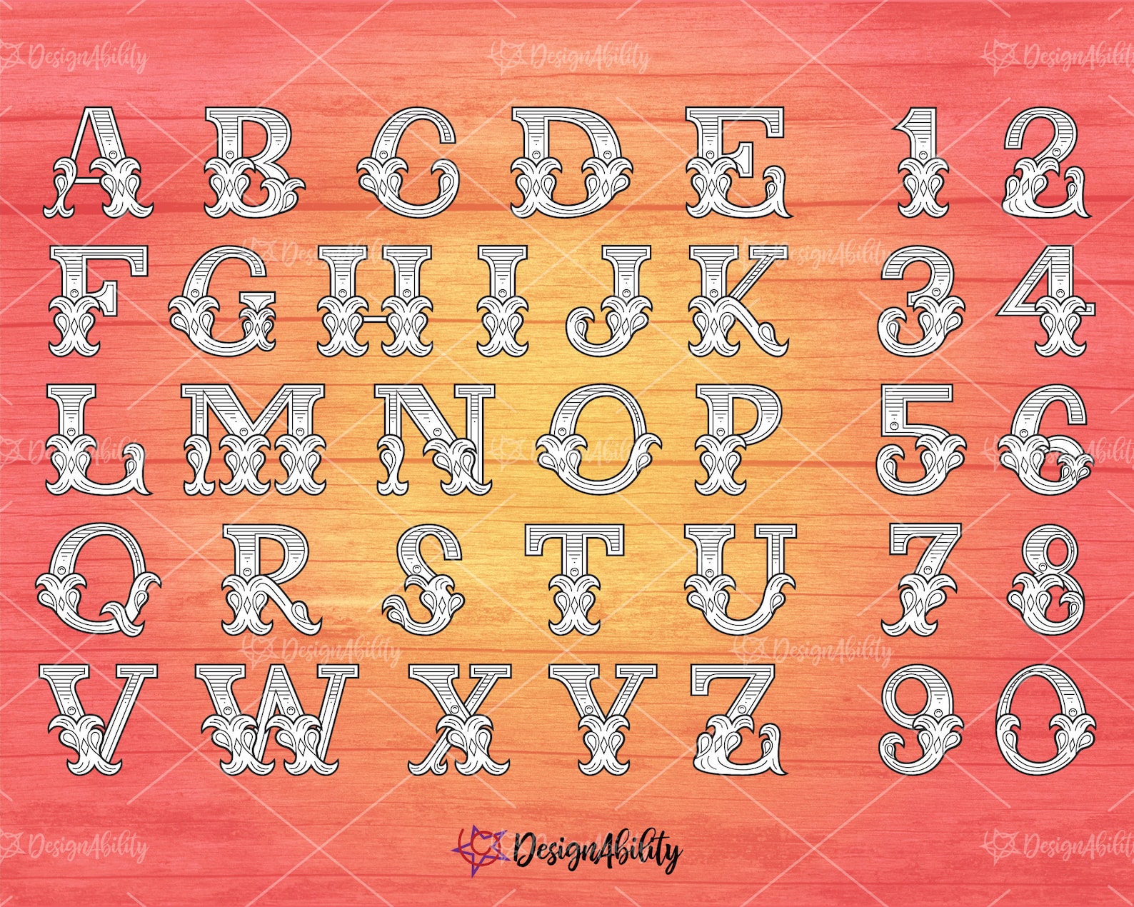 Circus Alphabet Clipart Set black / White SVG & 36 Pngs Etsy Canada