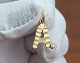 Ciondolo con lettera di diamante solitario in argento sterling 925, ciondolo con iniziale dell'alfabeto, regalo di anniversario