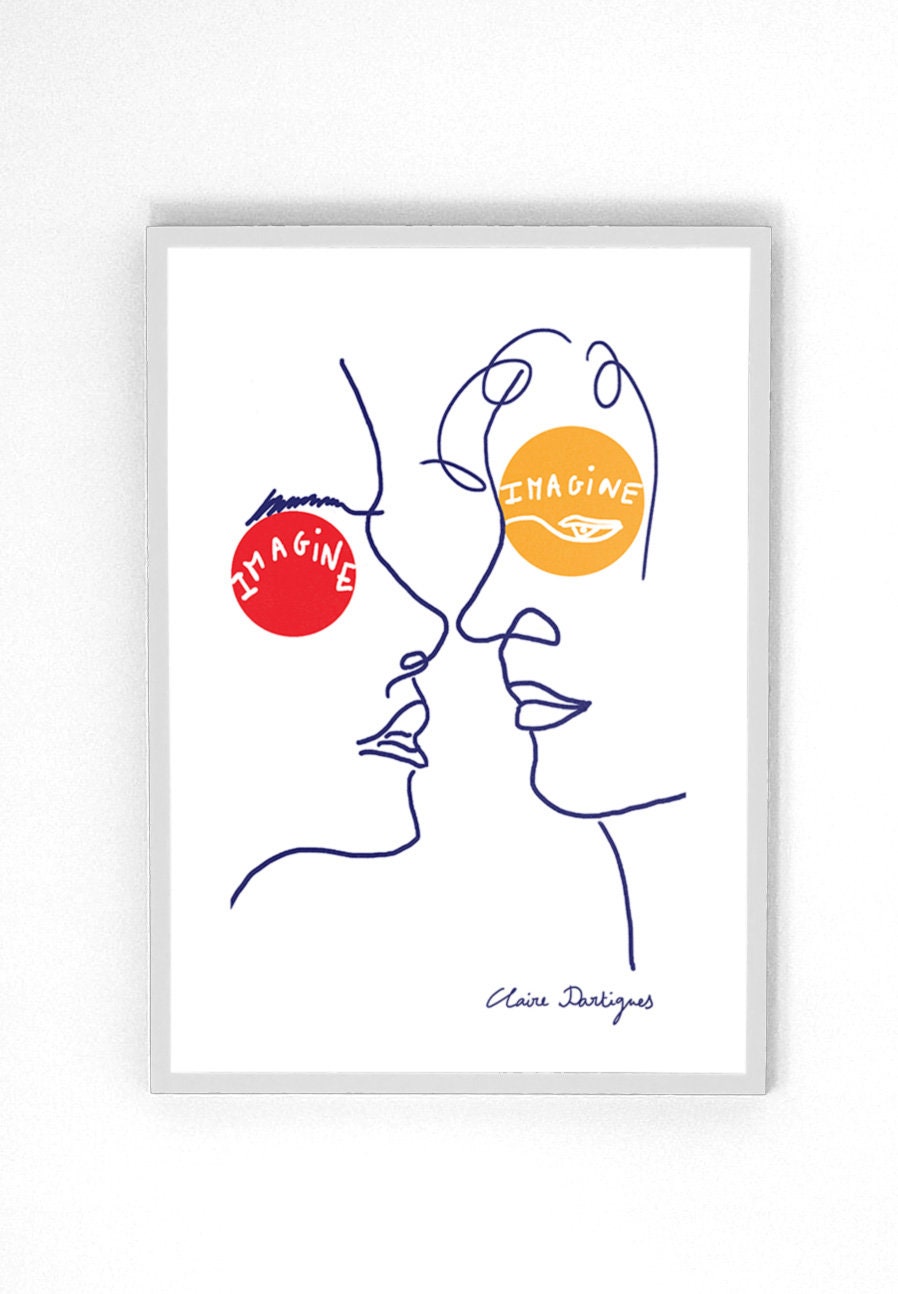Affiche Visages Homme et Femme, Dessiné Par Claire Dartigues