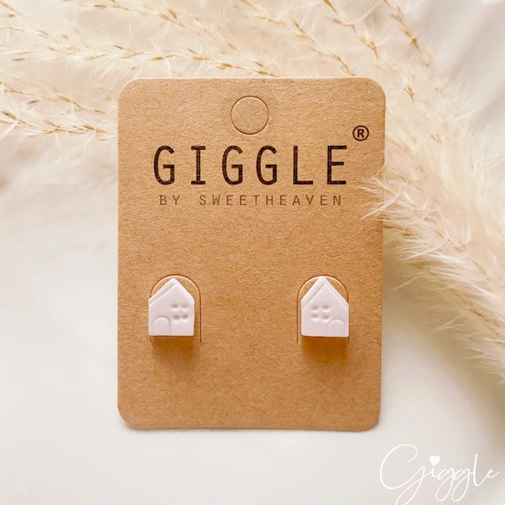Nordic Minimalist White house Studs•Polymer Clay tiny house Studs•Christmas Village Houses Earrings•Handmade home Stud•Housewarming gift