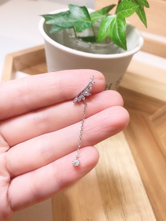 Vintage Cubic Zirconia Earrings, 925 Sterling Silver Pin, hypoallergenic, Handmade Jewelry, Korean Earrings, Christmas gifts for her