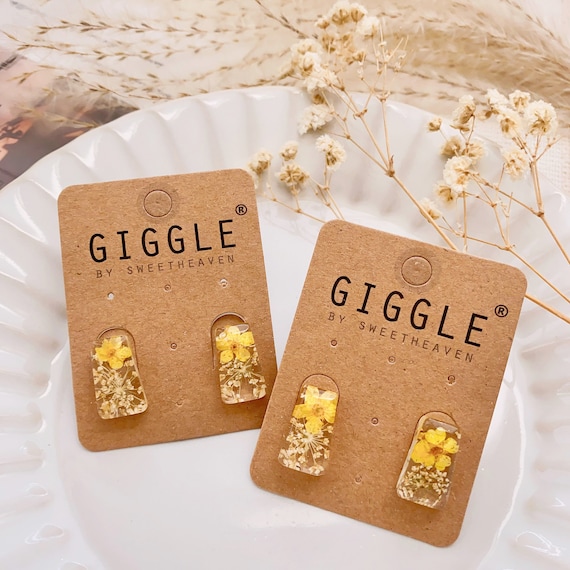 Yellow Forget me not Earring| Babys Breath flower stud | pressed flower Earring| Real Flower Jewelry| Gift for her|Bridesmaid Gift |Mom gift