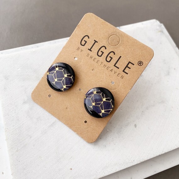 Geometric polymer clay studs| Japanese Washi paper clay earrings| lightweight Clay Stud| Handmade clay gift| Minimalist gifts |Jewelry gift