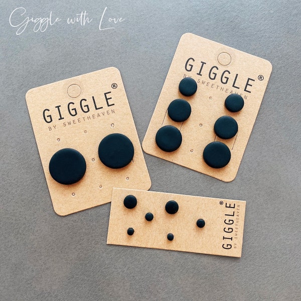 Unisex Clay Studs|Faux gauges| Polymer Clay Earrings|Round Matte mini black Studs|Dainty lightweight clay stud|Personalized stud for him