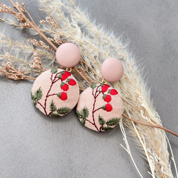 Floral Embroidery Earring| Handmade Dangle Flower Earrings| Embroidery gift|flower gift for mom|Gift for bridesmaids|flower thank you gifts