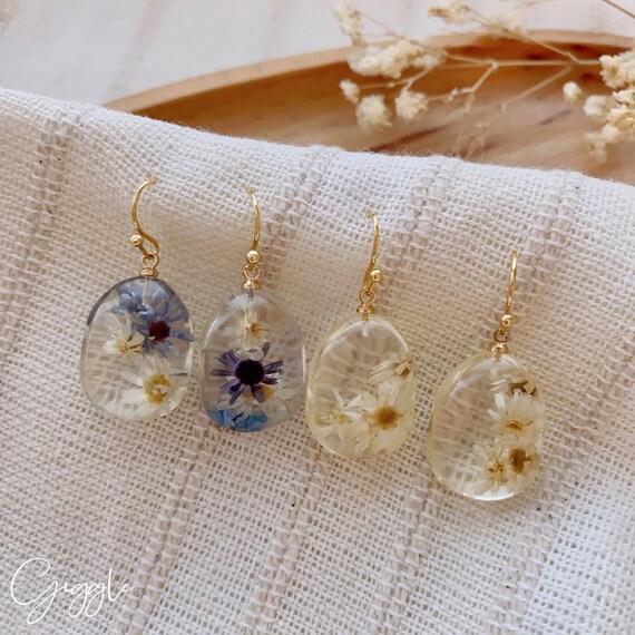 Pressed flower earrings| Eternal  Dried flower earrings| Lavender Earrings| Real Flower Dangle Earrings| Gift for mom| Valentines Day Gift