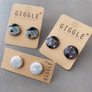 Geometrische Polymer Clay Ohrstecker| Japanische Washi Ohrringe aus Papierton | leichte Clay Ohrstecker | Handgemachtes Geschenk aus Ton | Minimalistische Geschenke |Schmuckgeschenk
