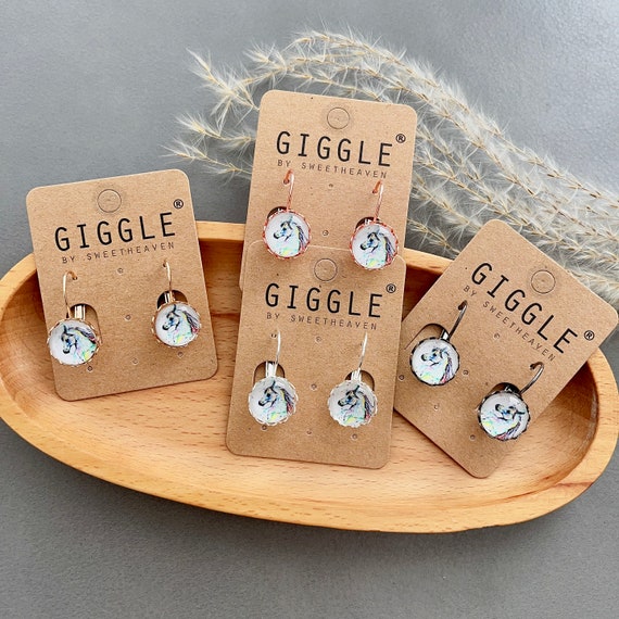 Horse stud earrings, gift for horse lover, horse jewelry, colorful horse earrings, french lever earrings, ranch horse owner gift
