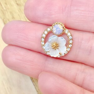 Matte Gold Earrings | Crystal Wreath | Shell flower earrings| Kawaii Earrings | Korea Handmade studs| Jewelry gifts for her| Floral jacket