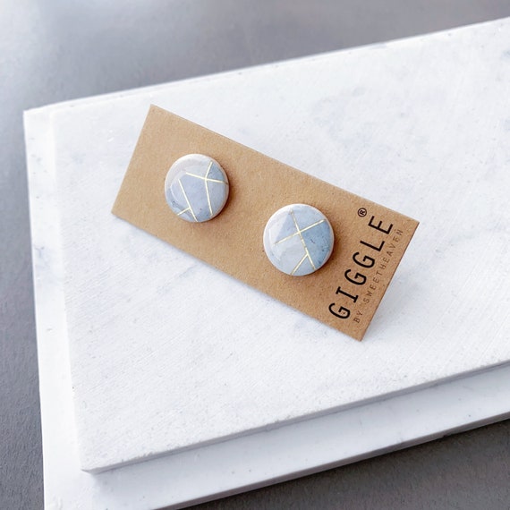 Geometric polymer clay studs| Japanese Washi paper clay earrings| lightweight Clay Stud| Handmade clay gift| Minimalist gifts |Jewelry gift