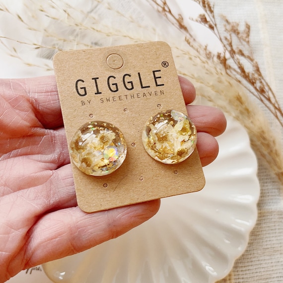 Handmade dried flower earrings, Pressed flower studs, flower resin clip ons, Real Flower Earrings, Bridesmaid gift, mother gift, for her