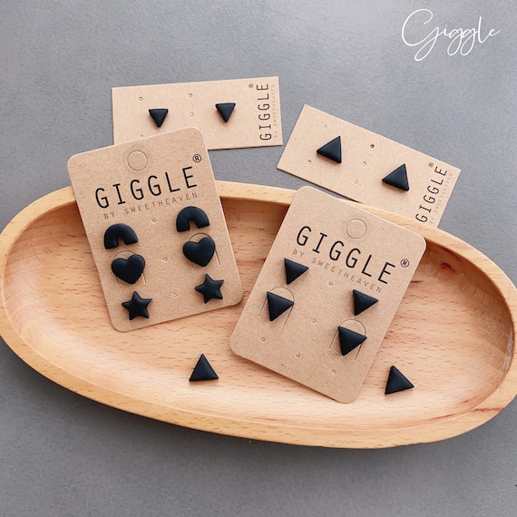 Triangle Matte black Stud|Rainbow Unisex Clay Studs|Tiny Star Polymer Clay Earrings| Dainty lightweight clay stud| Personalized stud for him