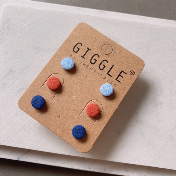 Handmade Polymer Clay Stud Packs| Polymer Clay Earrings| Round Triangle geometric Stud| Dainty Stud lightweight| Mini Minimalist clay studs