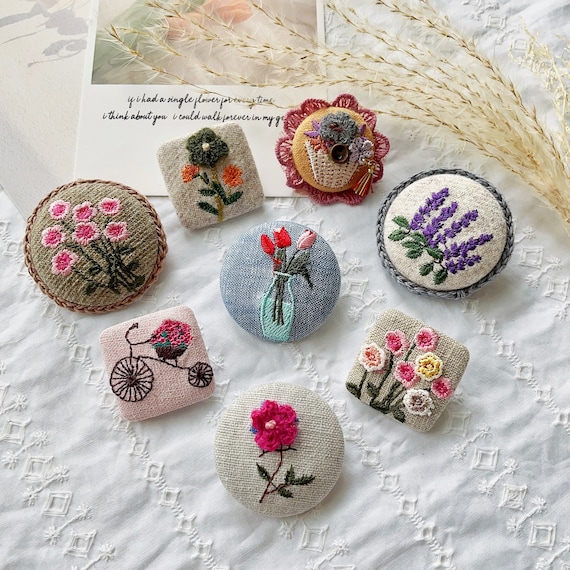 Floral Embroidery Brooch Pin| Handmade girl embroidered Pin |Party Coat Jacket Brooch Pin| Small floral Scarf Pin|3D Flower Brooch Pins
