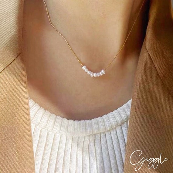 Dainty Real Pearl Necklace, Fresh Pearl Choker, Layer chain Necklace, Everyday Minimalist Necklace, Necklace Gift for her