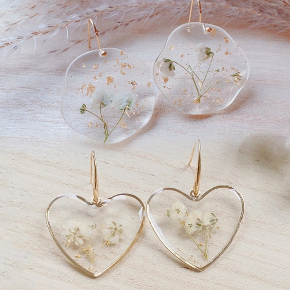 Dried flower earrings| Babys Breath| Forget me not Earrings| Lavender Earrings| Real Flower Drop Earrings| Gift for her| Valentines Day Gift