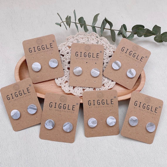 Handmade Polymer Clay Stud Packs| Polymer Clay Earrings| Round Granite Marble Stud| Dainty Stud lightweight |Clip ons earrings also ok