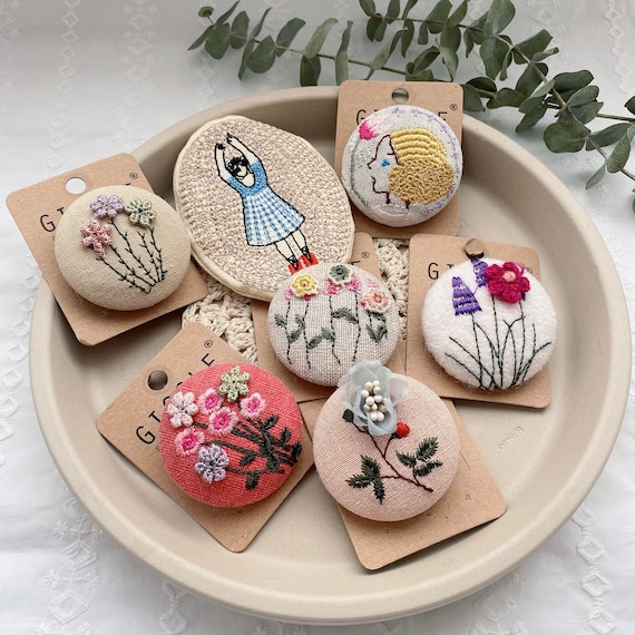 Embroidery Brooch Pin| Handmade girl embroidered Pin |Party Coat Jacket Brooch Pin| Small floral Scarf Pin| Tote Pins |3D Flower Brooch Pins