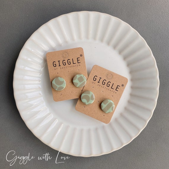 Handmade Polymer Clay Studs|  RoundPolymer Clay Earrings| Round geometric Stud| Dainty Stud lightweight | Personalized gifts for her