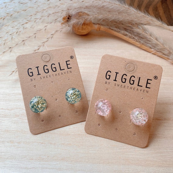 Dried flower earrings| Babys Breath| Forget me not Earrings|Teal Pink Earrings|Real Dried Flower Earrings| Gift for her| Mom sister Gift