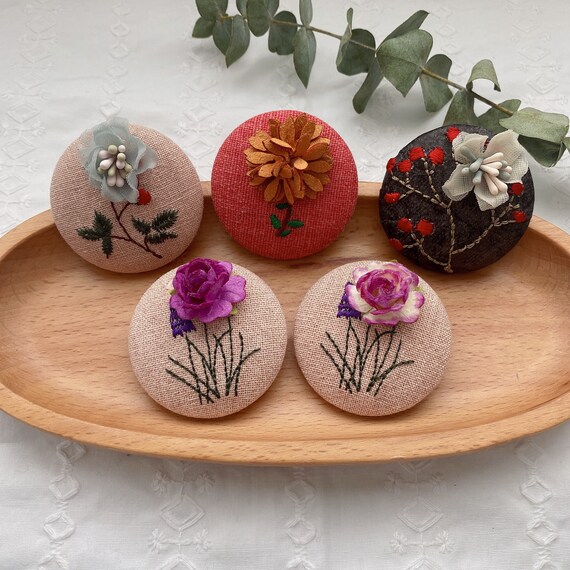 Embroidery Brooch Pin| Handmade girl embroidered Pin |Party Coat Jacket Brooch Pin| Small floral Scarf Pin| Tote Pins |3D Flower Brooch Pins