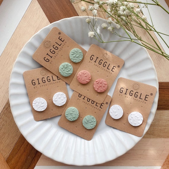 Polymer Clay Earrings l Fall Clay Studs l Flower Stud l Botanical Earrings l Sage Garden Earrings l Bridesmaid Earrings gift
