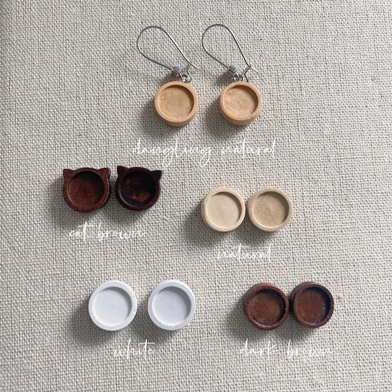 Add on: This listing is for add on wooden earring parts only! | Polymer Clay Stud Pack|  Polymer Clay Earrings | Round Gold Map mini Stud