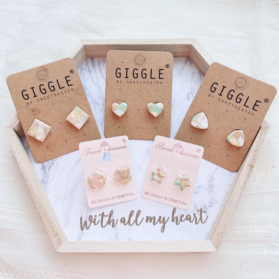 Handmade Polymer Clay Stud Pack|  Polymer Clay Earrings | geometric heart mini Stud| Dainty Stud lightweight | Personalized gifts for her