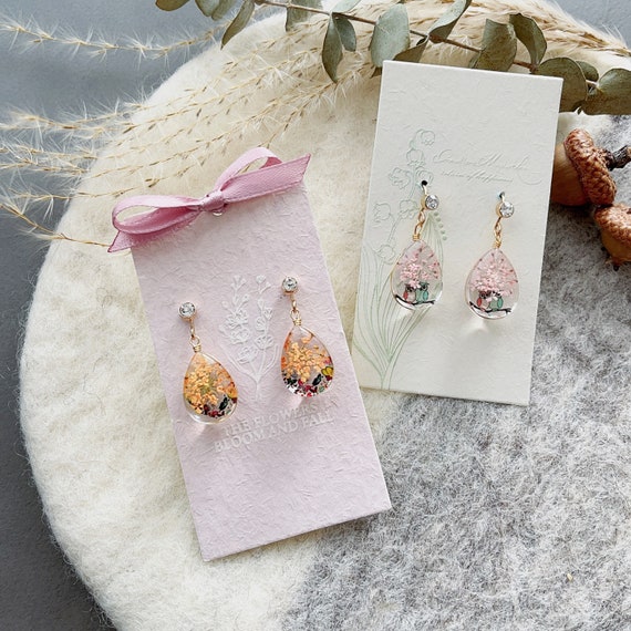 Dried flower earrings| Ann’s lace earrings|Eternal Presses flower clip ons| Real Flower Drop Earrings| Gift for mom| Bridesmaid Gift