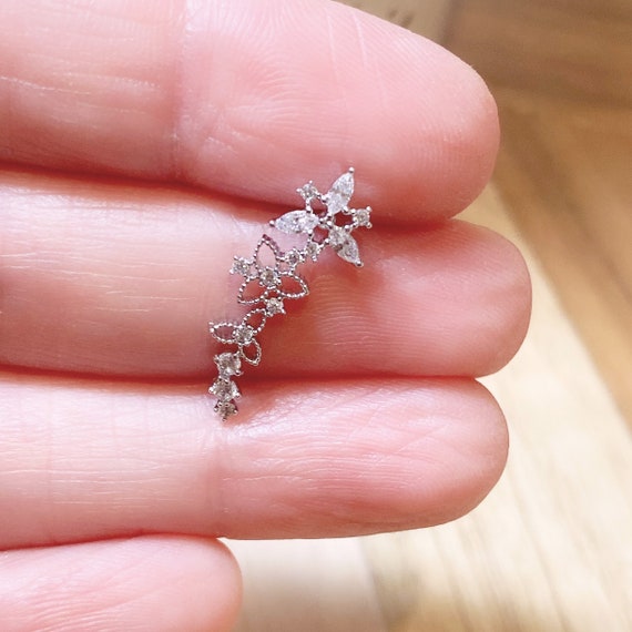 Angel wings cubic Earrings | Along the ear | cubic zirconia crystal studs | gifts for her | gift box