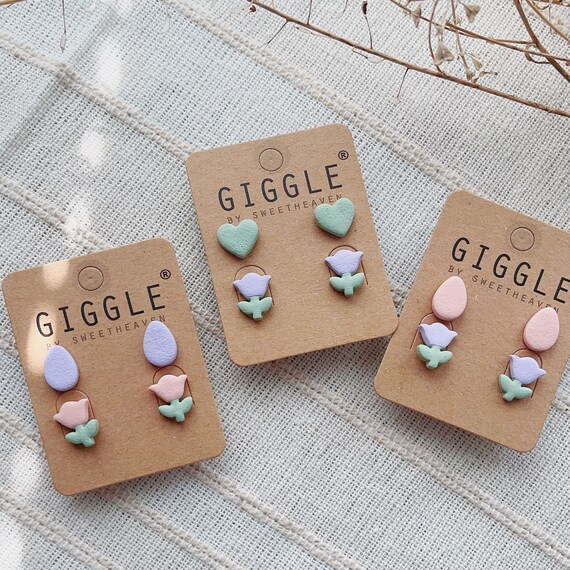 Handmade Polymer Clay Easter Stud Earring|Spring flower Studs|Easter Jewelry|Easter egg lightweight earrings|Gift for Easter| Thank you gift