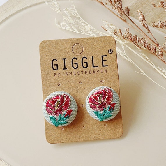 Embroidery stud earring| Handmade embroidered gift| Fruit earrings gift|Small pear embroidery studs|gift for girlfriend|mother day gift
