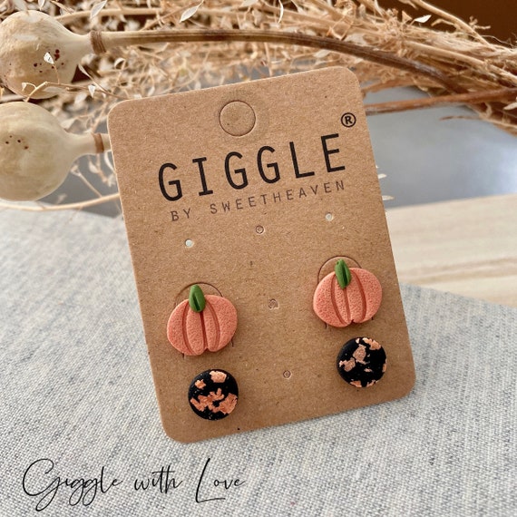 Fall Clay Studs | Polymer Clay Stud Packs| Pumpkin Clay Earrings| Mini Pumpkin Studs| Autumn Clay Earrings | Rose Gold Party Earrings